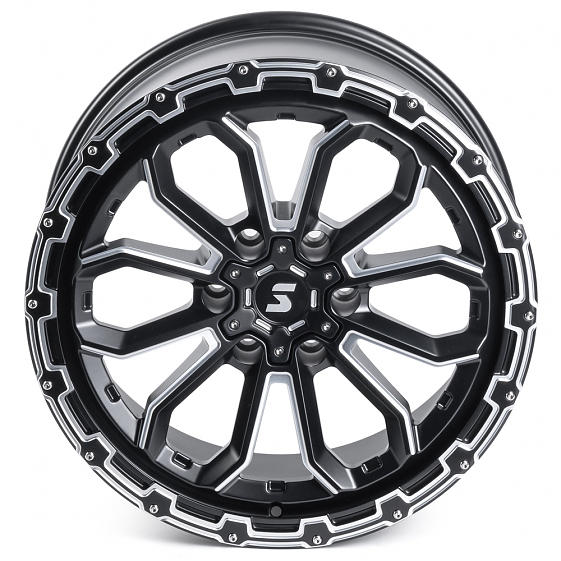 Кованые диски H231007W SKILL SV306-DS216 20 J9 ET19 6x139.7 77.8 черный матовый + полированные спицы: Фото 2