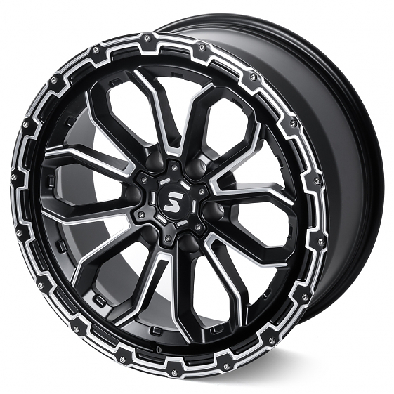 Кованые диски H231007W SKILL SV306-DS216 20 J9 ET19 6x139.7 77.8 черный матовый + полированные спицы: Фото 4
