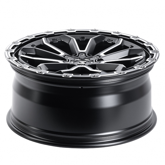 Кованые диски H231007W SKILL SV306-DS216 20 J9 ET19 6x139.7 77.8 черный матовый + полированные спицы: Фото 7