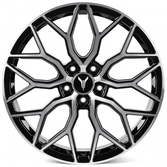 Кованые диски H260202H SKILL SL100-SK332 20 J8.5 ET30 5x120 66.1 чёрный глянцевый + полированные спи: Фото 1