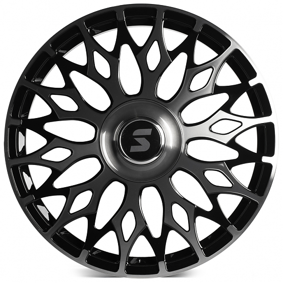 Кованые диски H240921C SKILL SV667-CS442 22 J9 ET50 6x139.7 95.1 чёрный глянцевый + полированные спи: Фото 1