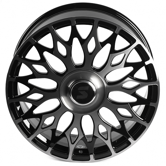 Кованые диски H240921C SKILL SV667-CS442 22 J9 ET50 6x139.7 95.1 чёрный глянцевый + полированные спи: Фото 3