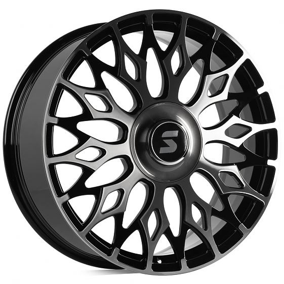 Кованые диски H240921C SKILL SV667-CS442 22 J9 ET50 6x139.7 95.1 чёрный глянцевый + полированные спи: Фото 4