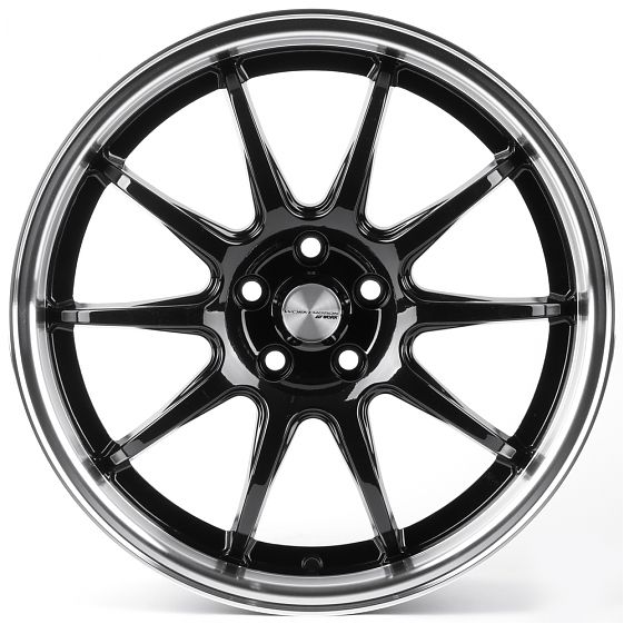 Литые диски 81434 Work 12243-CT345 17 J7.5 ET40 5x100 73.1 чёрный глянцевый + полированный обод: Фото 1