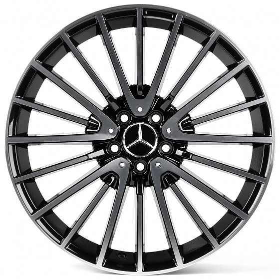Литые диски 80975 Mercedes-Benz H3064F-SL077 20 J9.5 ET43 5x112 66.5 чёрный глянцевый + полированные: Фото 1