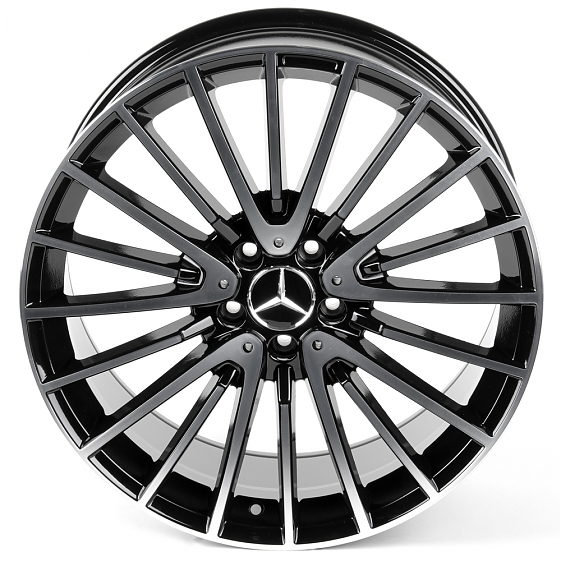 Литые диски 80975 Mercedes-Benz H3064F-SL077 20 J9.5 ET43 5x112 66.5 чёрный глянцевый + полированные: Фото 3