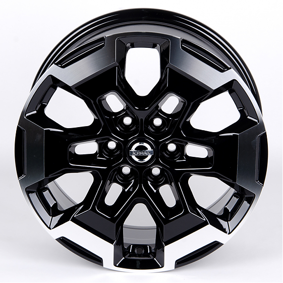 Литые диски 80875 Nissan 60163-SV271 17 J7 ET35 6x114.3 66.1 чёрный + полированные спицы: Фото 3