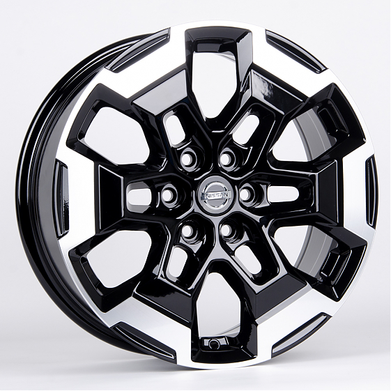 Литые диски 80875 Nissan 60163-SV271 17 J7 ET35 6x114.3 66.1 чёрный + полированные спицы: Фото 4