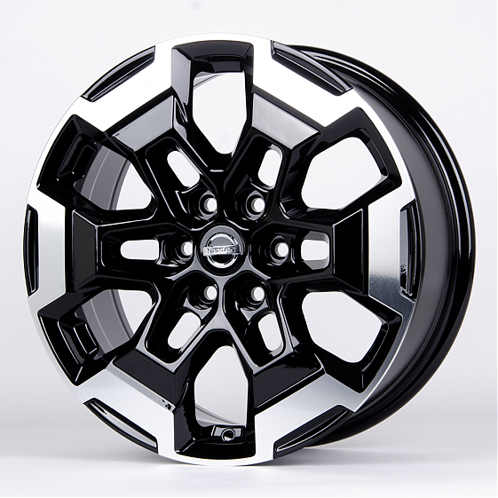 Литые диски 80875 Nissan 60163-SV271 17 J7 ET35 6x114.3 66.1 чёрный + полированные спицы: Фото 5
