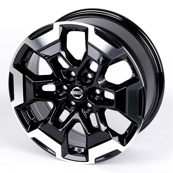 Литые диски 80875 Nissan 60163-SV271 17 J7 ET35 6x114.3 66.1 чёрный + полированные спицы: Фото 6