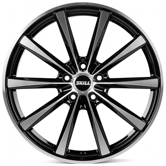 Кованые диски 230609Q SKILL SL340-CS255 19 J8.5 ET48 5x112 66.6 чёрный + полированные спицы: Фото 1