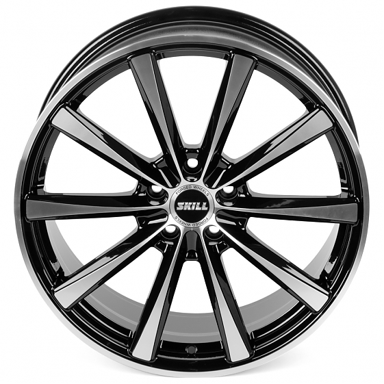 Кованые диски 230609Q SKILL SL340-CS255 19 J8.5 ET48 5x112 66.6 чёрный + полированные спицы: Фото 2