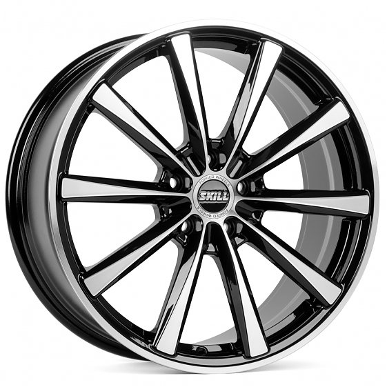 Кованые диски 230609Q SKILL SL340-CS255 19 J8.5 ET48 5x112 66.6 чёрный + полированные спицы: Фото 3