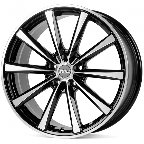 Кованые диски 230609Q SKILL SL340-CS255 19 J8.5 ET48 5x112 66.6 чёрный + полированные спицы: Фото 4