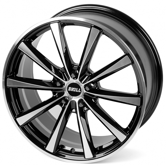 Кованые диски 230609Q SKILL SL340-CS255 19 J8.5 ET48 5x112 66.6 чёрный + полированные спицы: Фото 5