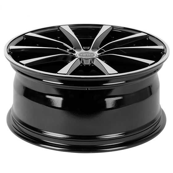 Кованые диски 230609Q SKILL SL340-CS255 19 J8.5 ET48 5x112 66.6 чёрный + полированные спицы: Фото 6