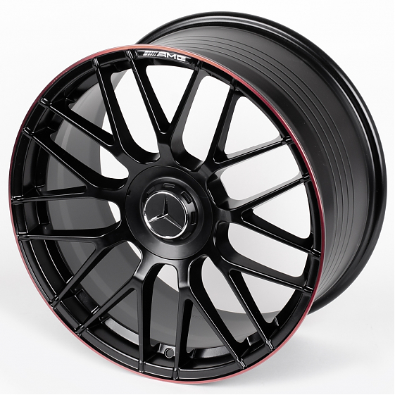 Литые диски 81067 Mercedes-Benz DQ023-SV294 19 J8.5 ET36 5x112 66.6 чёрный матовый + красный обод: Фото 6