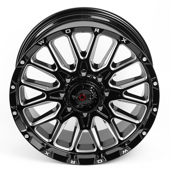 Литые диски 80332 WORX 818 20 J9 ET0 5x127/5x139.7 78.1 чёрный + полированные спицы: Фото 2