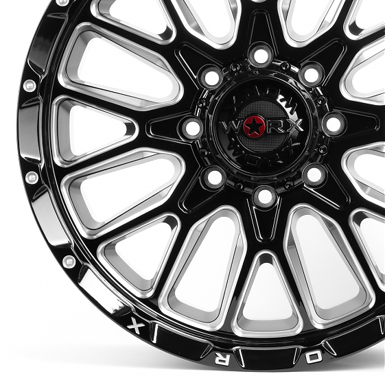 Литые диски 80332 WORX 818 20 J9 ET0 5x127/5x139.7 78.1 чёрный + полированные спицы: Фото 3