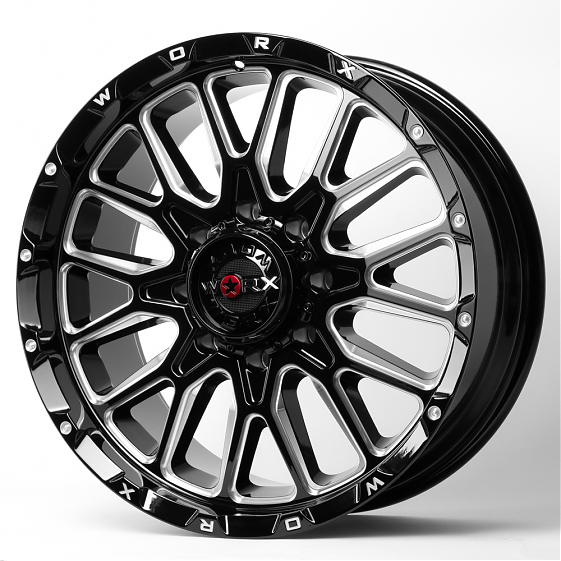 Литые диски 80332 WORX 818 20 J9 ET0 5x127/5x139.7 78.1 чёрный + полированные спицы: Фото 5