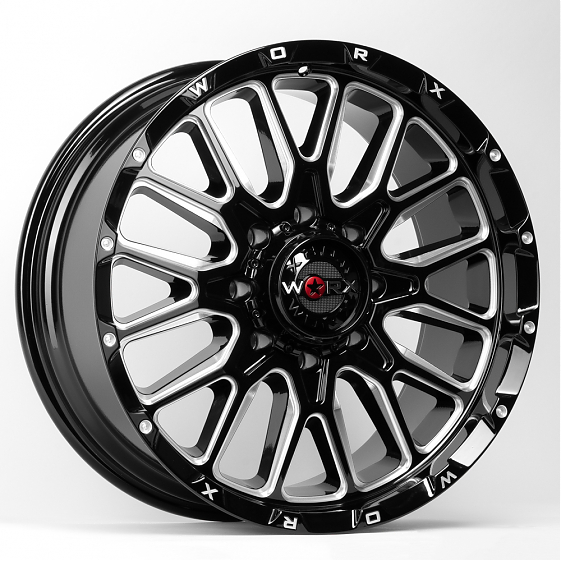 Литые диски 80332 WORX 818 20 J9 ET0 5x127/5x139.7 78.1 чёрный + полированные спицы: Фото 6
