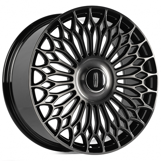 Кованые диски H240601A SL710-SL252 22 J9.5 ET44 6x135 87.1 чёрный глянцевый + полированные спицы + т: Фото 4