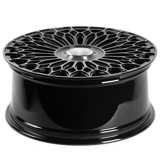 Кованые диски H240601A SL710-SL252 22 J9.5 ET44 6x135 87.1 чёрный глянцевый + полированные спицы + т: Фото 7