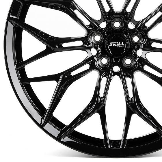 Кованые диски H240601W SKILL SL719-SV483 22 J10 ET21 5x112 66.5 чёрный глянцевый: Фото 2