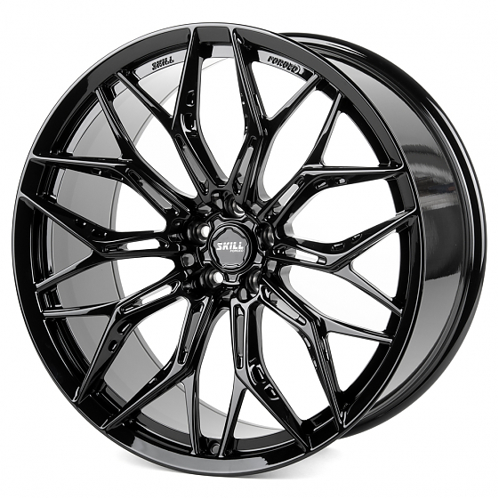 Кованые диски H240601W SKILL SL719-SV483 22 J10 ET21 5x112 66.5 чёрный глянцевый: Фото 5