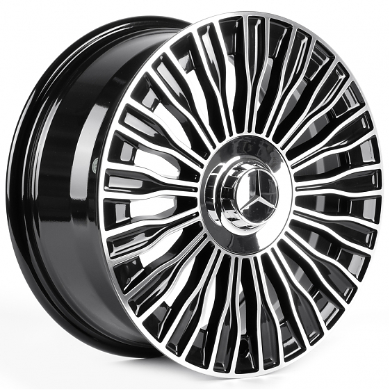 Литые диски 82590 Mercedes-Benz IVF-3152-H3152F 17 J7.5 ET36 5x112 66.5 чёрный глянцевый + полировка: Фото 4