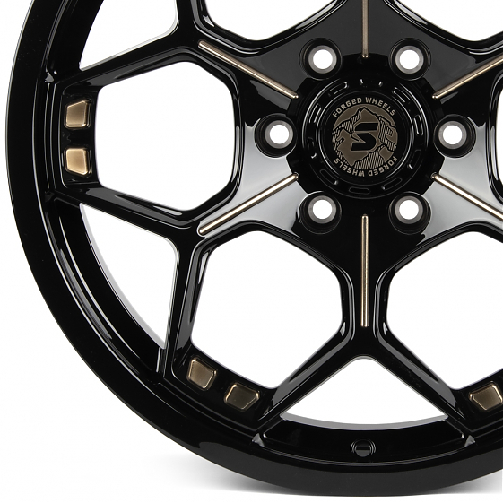 Кованые диски H241210O SV310-CS414 20 J10 ET0 6x139.7 77.8 чёрный глянцевый + полировка + тёмный лак: Фото 2
