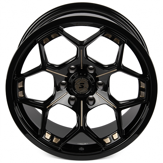 Кованые диски H241210O SV310-CS414 20 J10 ET0 6x139.7 77.8 чёрный глянцевый + полировка + тёмный лак: Фото 3