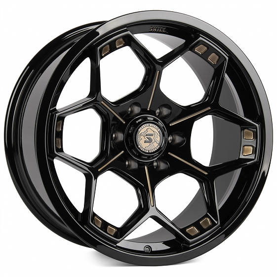 Кованые диски H241210O SV310-CS414 20 J10 ET0 6x139.7 77.8 чёрный глянцевый + полировка + тёмный лак: Фото 4