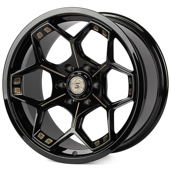 Кованые диски H241210O SV310-CS414 20 J10 ET0 6x139.7 77.8 чёрный глянцевый + полировка + тёмный лак: Фото 5