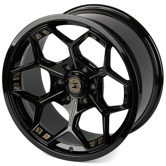 Кованые диски H241210O SV310-CS414 20 J10 ET0 6x139.7 77.8 чёрный глянцевый + полировка + тёмный лак: Фото 6