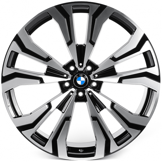 Литые диски 82083 BMW IVF-3175-CT555 22 J9.5 ET30 5x112 66.5 чёрный + полированные спицы: Фото 1