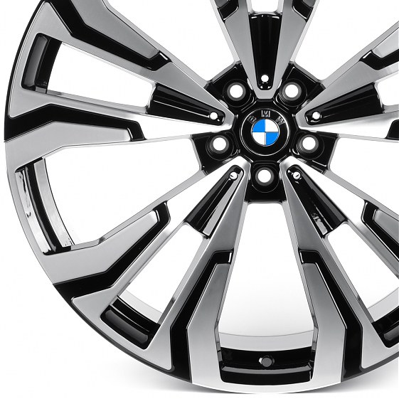 Литые диски 82083 BMW IVF-3175-CT555 22 J9.5 ET30 5x112 66.5 чёрный + полированные спицы: Фото 2