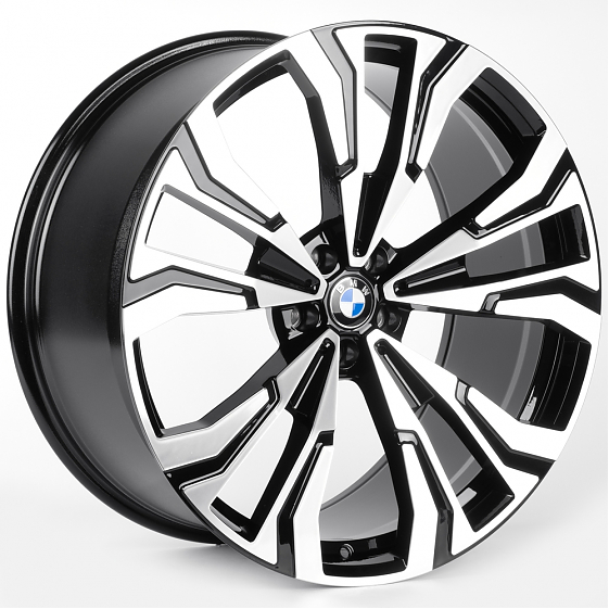 Литые диски 82083 BMW IVF-3175-CT555 22 J9.5 ET30 5x112 66.5 чёрный + полированные спицы: Фото 4