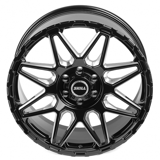 Кованые диски H231014G SKILL SV227-CT398 22 J9 ET19 6x139.7 106.1 чёрный глянцевый + полированные сп: Фото 4