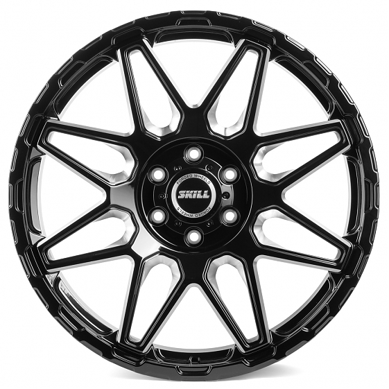 Кованые диски H231014G SKILL SV227-CT398 22 J9 ET19 6x139.7 106.1 чёрный глянцевый + полированные сп: Фото 1