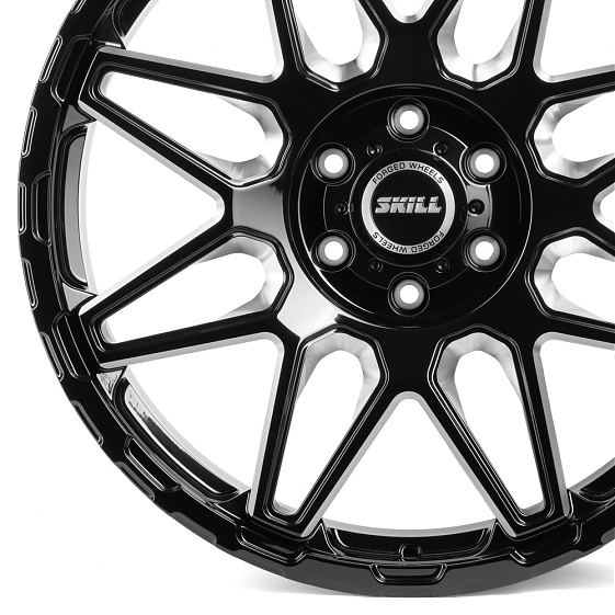 Кованые диски H231014G SKILL SV227-CT398 22 J9 ET19 6x139.7 106.1 чёрный глянцевый + полированные сп: Фото 5