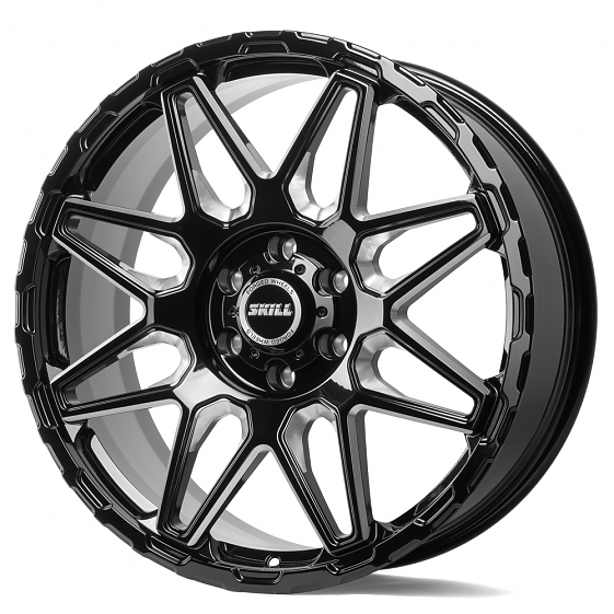 Кованые диски H231014G SKILL SV227-CT398 22 J9 ET19 6x139.7 106.1 чёрный глянцевый + полированные сп: Фото 7