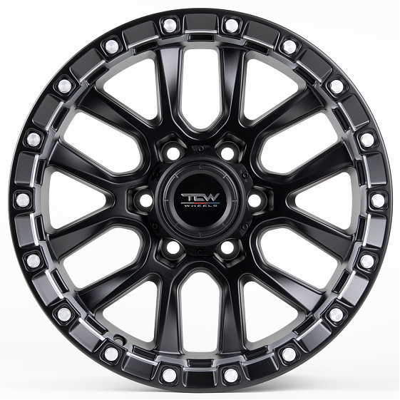 Литые диски 80905 TCW 2633-CT348 17 J9 ET0 6x139.7 110.1 чёрный матовый + полированные спицы: Фото 1