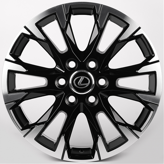 Литые диски 81877 Lexus IVF-3159-SM199 20 J8 ET55 6x139.7 95.1 чёрный глянцевый + полированные спицы: Фото 1