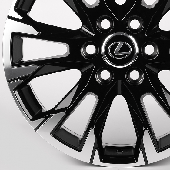 Литые диски 81877 Lexus IVF-3159-SM199 20 J8 ET55 6x139.7 95.1 чёрный глянцевый + полированные спицы: Фото 2