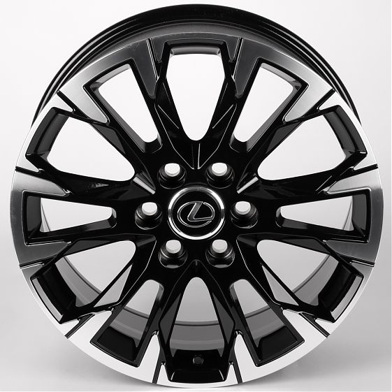 Литые диски 81877 Lexus IVF-3159-SM199 20 J8 ET55 6x139.7 95.1 чёрный глянцевый + полированные спицы: Фото 3