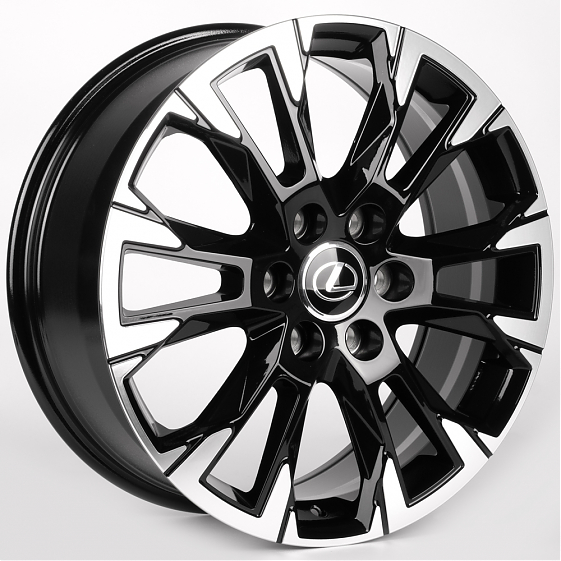 Литые диски 81877 Lexus IVF-3159-SM199 20 J8 ET55 6x139.7 95.1 чёрный глянцевый + полированные спицы: Фото 4