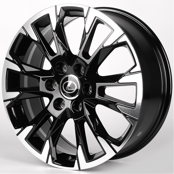 Литые диски 81877 Lexus IVF-3159-SM199 20 J8 ET55 6x139.7 95.1 чёрный глянцевый + полированные спицы: Фото 5