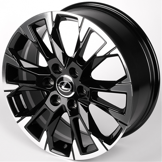 Литые диски 81877 Lexus IVF-3159-SM199 20 J8 ET55 6x139.7 95.1 чёрный глянцевый + полированные спицы: Фото 6