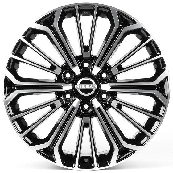 Литые диски 82576 Nissan H3296F 20 J8.5 ET45 6x139.7 78.1 чёрный + полированные спицы: Фото 1
